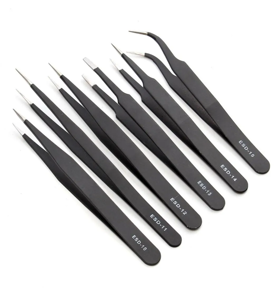 Whole6PCS ESD Safe Antistatic Stainless Steel Pincezers Set Maintenance Watch Reparationsverktyg Kits Electronic ReWork Tool Set Di2811301