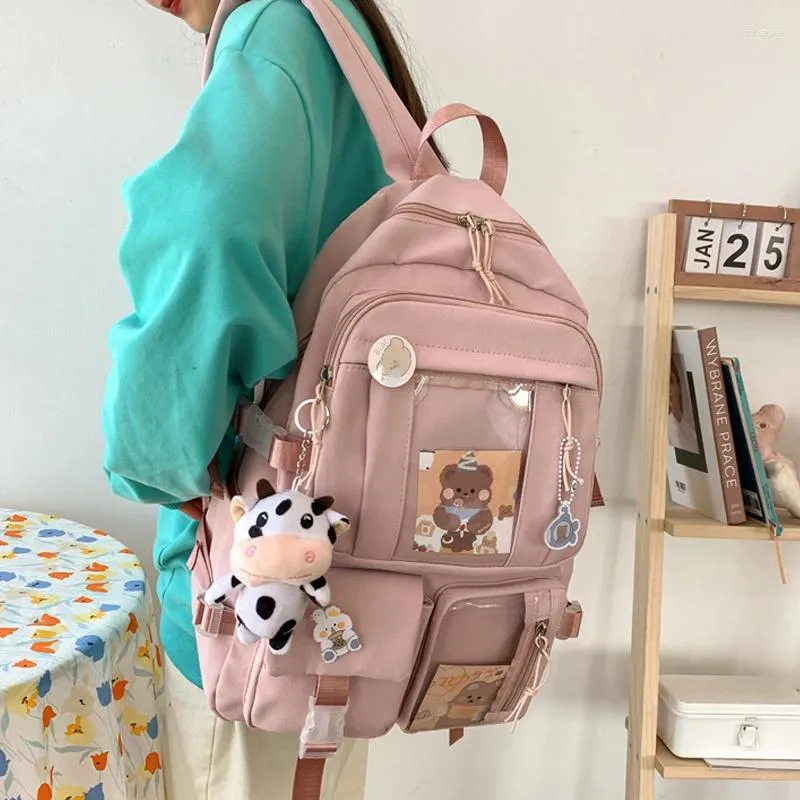 Backpack Fashion Canvas Femmes Kawaii Loissine Bookbag Travel Rucksack for Teenager Girls School Sac mignon ordinateur portable Mochila