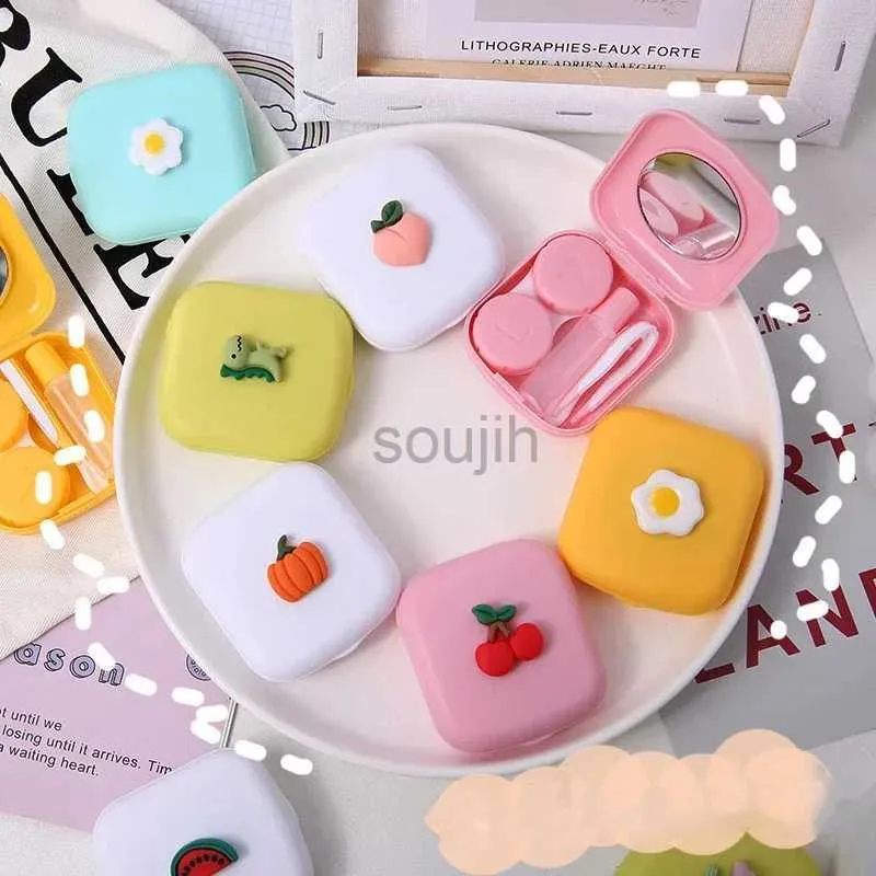 Contact Lens Accessories Candy Solid Color Women Portable Cute Contact Lenses Box Lens Case For Eyes Care Kit Glasses case Holder Container Gift d240426