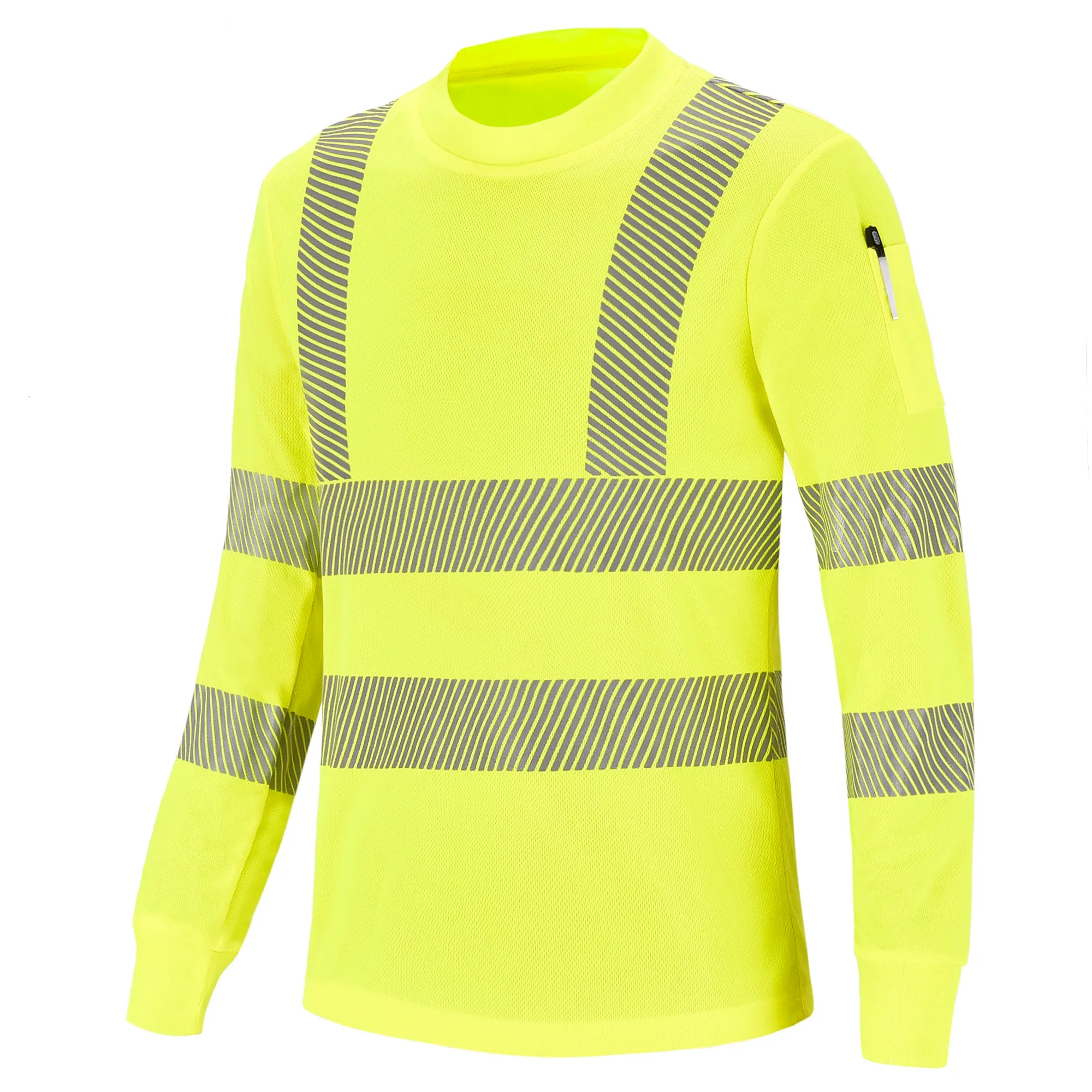 Clothing High Visibility Long Sleeve Safety Work T Shirt EN20471 Class 3 hi vis t Shirts(XS8XL)