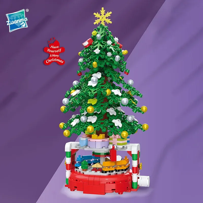 Blöcke Weihnachtsgeschenke Weihnachtsbaum Baustein Baugruppe Zubehör DIY Building Block Topf Weihnachtsbaum