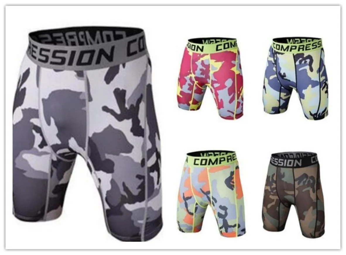 fashion 2017 mens tight sports fitness training gym wear camouflage PRO wicking quick jogging shorts clothing cheap whole8235762