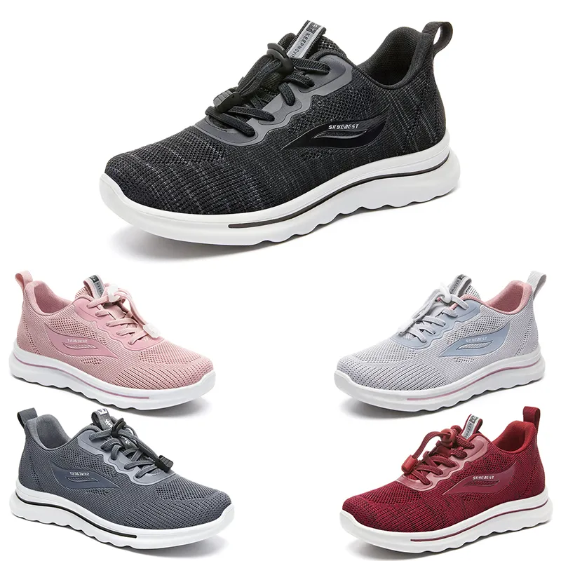 Livraison gratuite hommes femmes chaussures de course à lacets à lacets antidérapants solide solide soft noir gris rose rose rouge violet