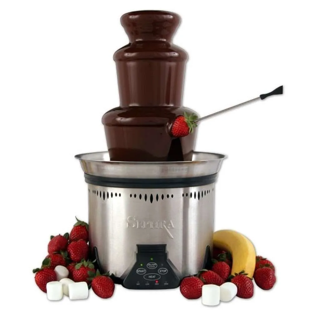 Elite 19 Small Chocolate Fountain Machine - Rostfritt stål avtagbart uppvärmt bassäng, Whisper Quiet Motor, serverar 50, perfekt för barnfester