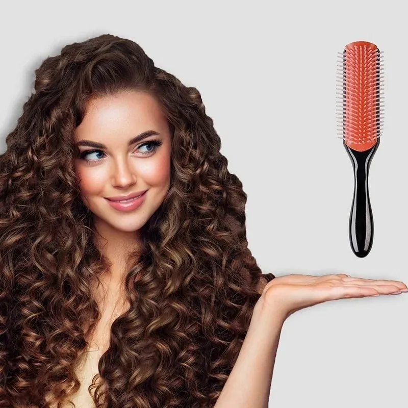 Peigne de cheveux 9 rangées démêlant les cheveux brosses de cheveux classiques de rat de rat peigne de cheveux coiffure raide curly humide cheveux du cuir chevelu massage brosse