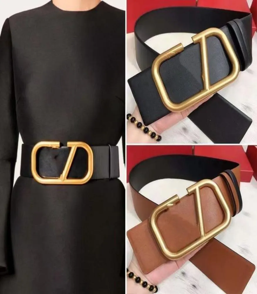 Cinturão de cinturão feminino de luxo cinturões de moda de 7cm de largura fivela de couro preto bela 7colo opção 90125cm com box1765153