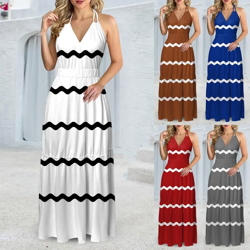 Vestidos casuales para mujeres 2024 Summer sin mangas maxi vestimenta de vestidos de flujo de flujo en niveles verano moda