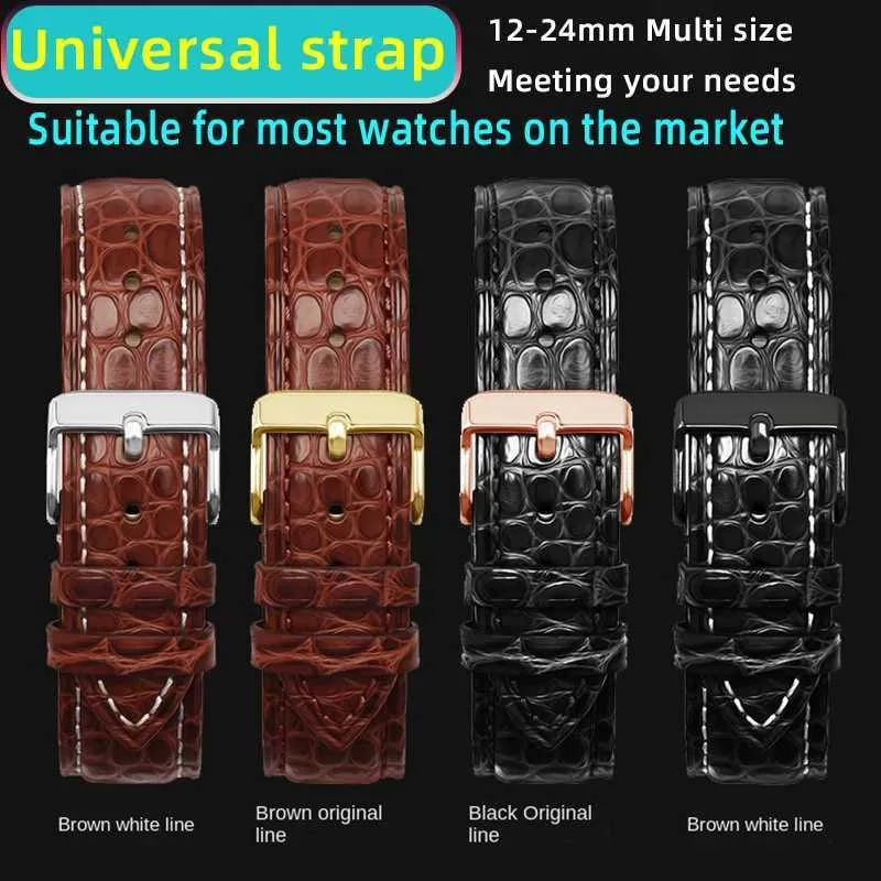 Watch Bands Crocodile leather strap with multiple sizes womens 12mm 13 14 15 16 17 18 19 20 21 23 24mm mens universal watch 240424