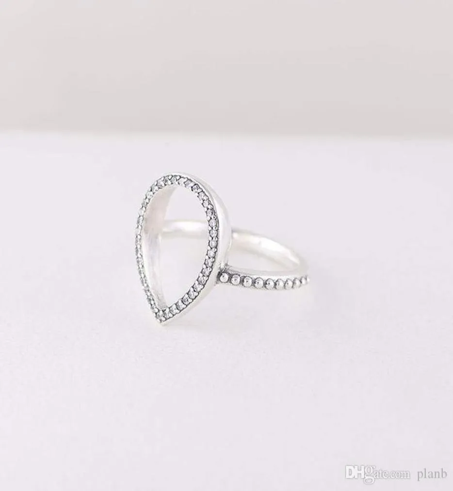 925 Sterling Silver Tear drop Wedding RING Original Box sets for CZ Diamond Hollow Teardrop Rings for Women Gift Jewelry4983930