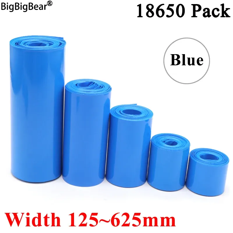 CONTROLLI 1 metro blu 18650 Batteria LiPo PVC Strumento di restringimento del tubo di restringimento di calore 125 mm ~ 625 mm Larghezza Film Isolato Film Wrap Case Litio Caseve Blue