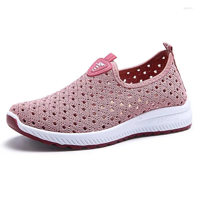 Casual Shoes Summer Women's Sports Sneakers Mode Hollow Out Breatble Leisure Walk Mjuk och bekväm