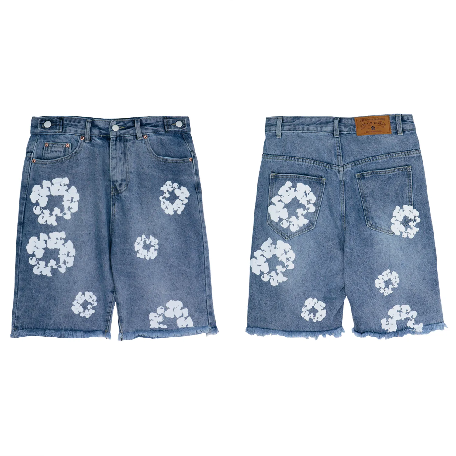 DHgate.com:Distressed Slim-Fit Denim Shorts: Water-Washed