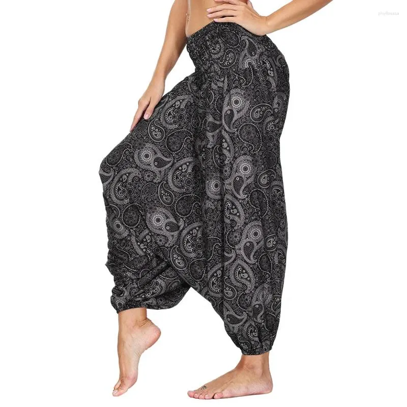 Pantalon actif harem hippie palazzo flowy décontracté plage haute taille boho yoga pour les femmes