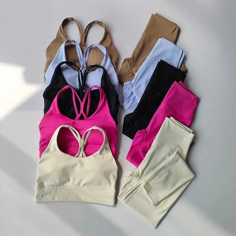 Spares para mujeres Set de yoga para mujer Pérdida de peso de la moda de la moda HiP Sports Sports Fitness Bra y Tapa de la pierna Breatable Set 240424