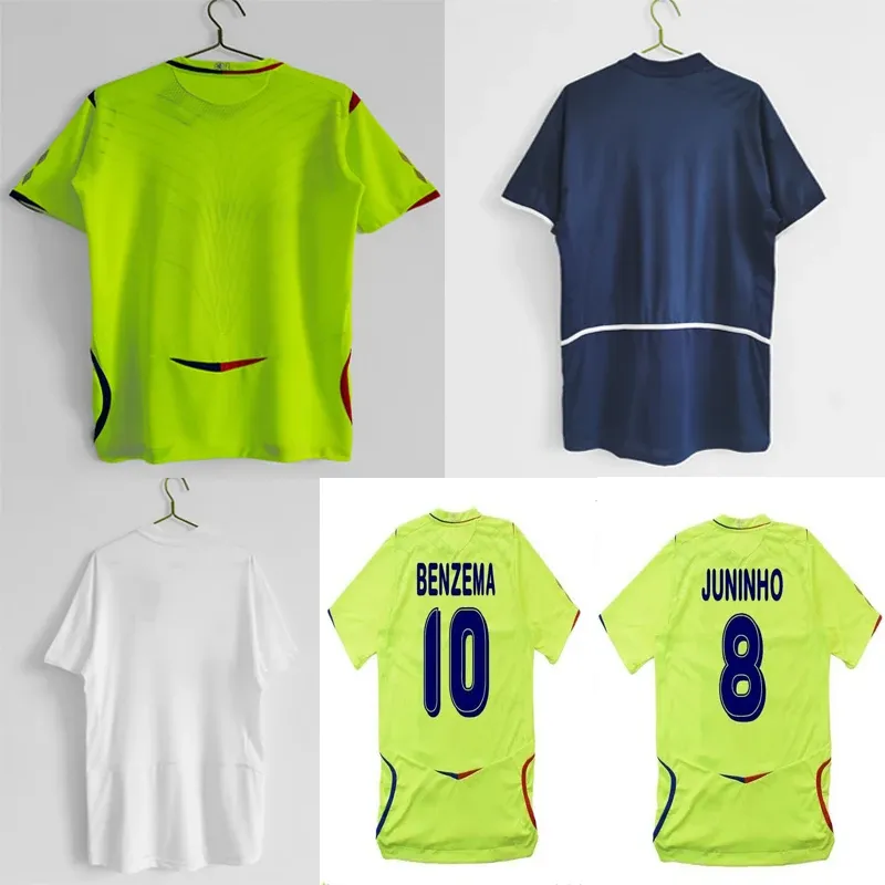 Soccer 2008/09 Retro Frol Soccer Jersey Benzema Juninho Green Color e 2002/03 PS Blue White Classic Shirts Football Unforms Football