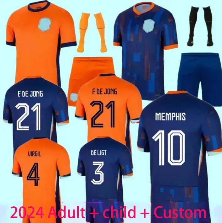 24 25 Eurocopa de la Copa de Europa de Memphis 2023 2024 HOLLAND CLUB JERSEY JONG VIRGIL DUMFRIES BERGVIJN CAMISA 2024 KLAASSEN CIEN DE LIGT Men Kids Kit