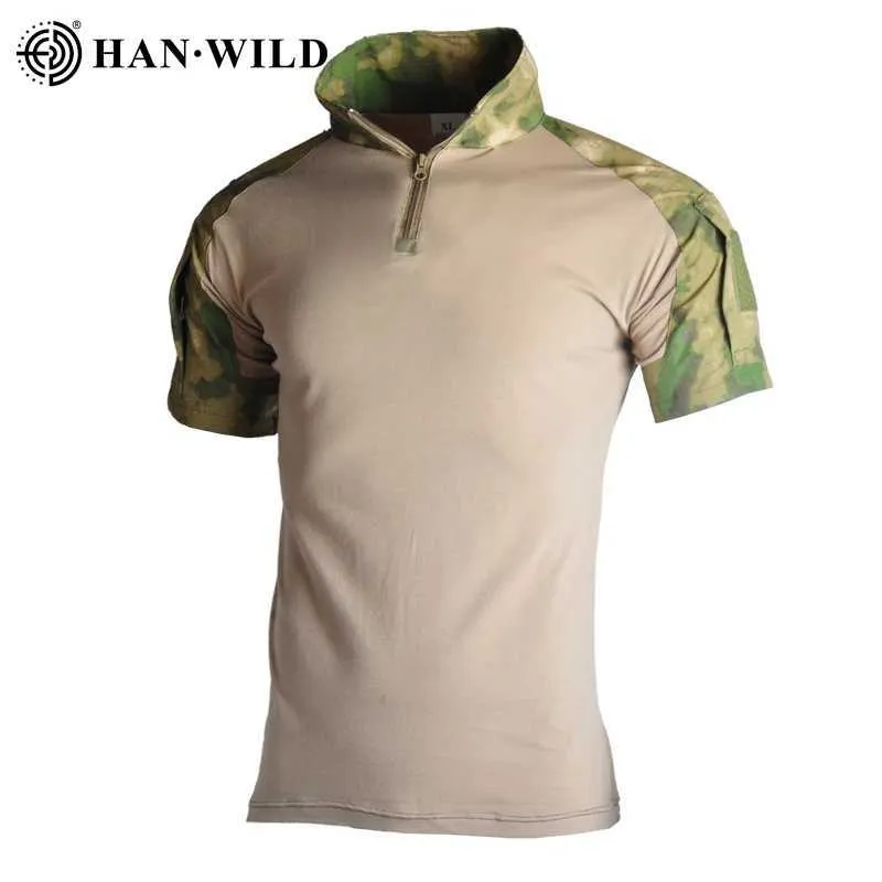 Tactical T-shirts Military tactical shirt hunting suit battle suit multi cam mens summer camouflage shirt summer army casual training shirt 240426