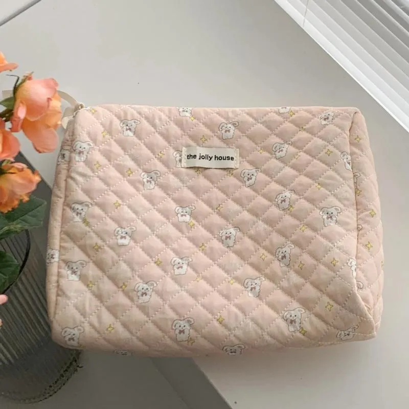 Kosmetische Taschen Retro Blumeninnen weibliche Make -up -Hülle Handtaschen einfache Kapazität Frauen weicher Stoff tragbare Damenlagertasche