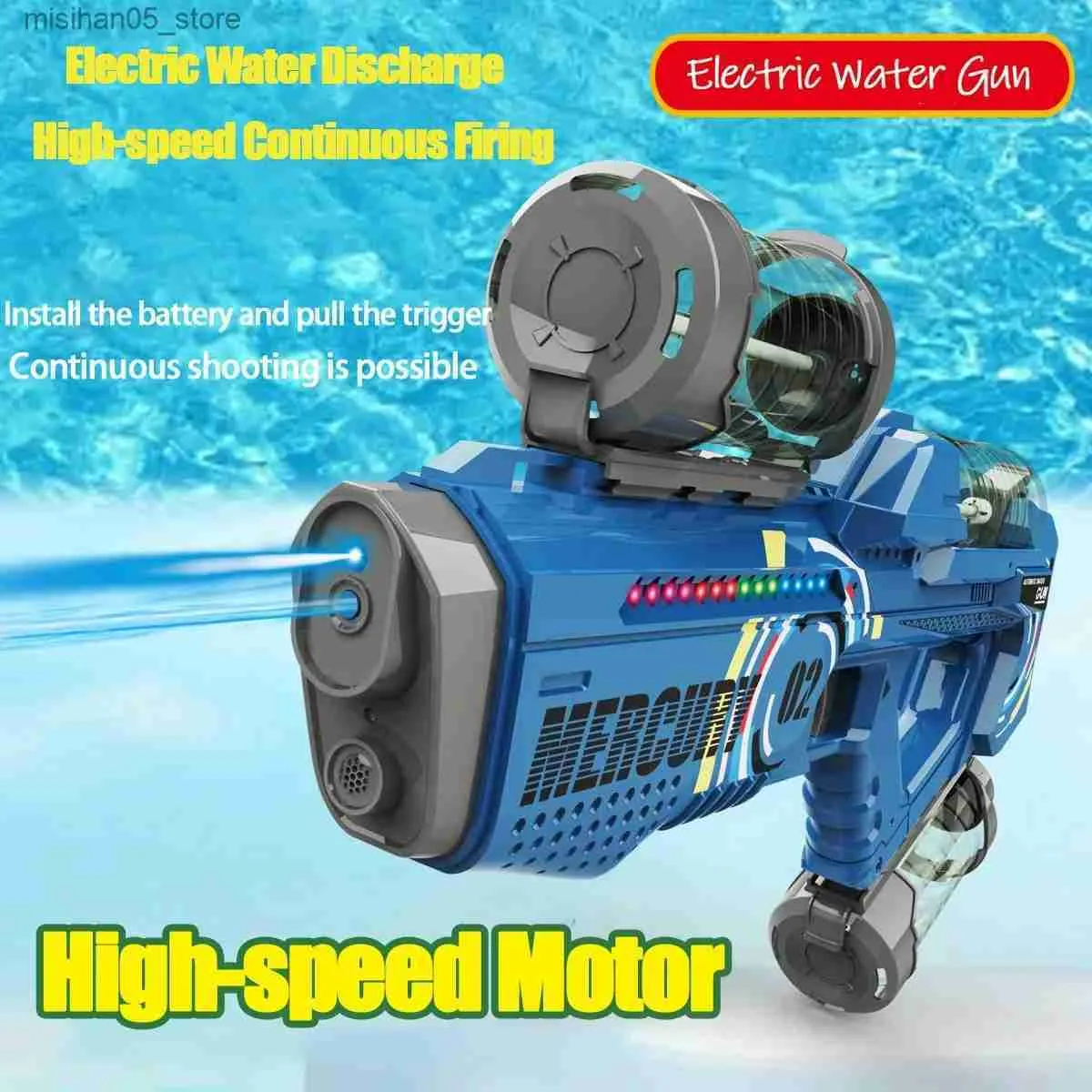 Sable Player Water Fun Summer Full Automatic Electric Water Gun with Charge Continuous Shooting Party Game Childrens Spash Splash Toy Boy Gift Q2404261