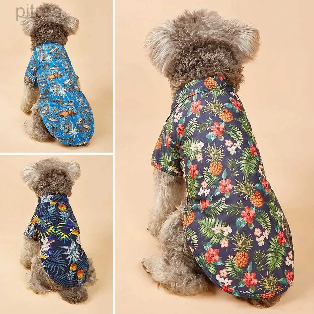 Appareils pour chiens Small and Medium Dog Beach Ananas CHIRT HAWAIIAN PET DOG Cat Golden Retriever Spring and Summer Season Clothing D240426