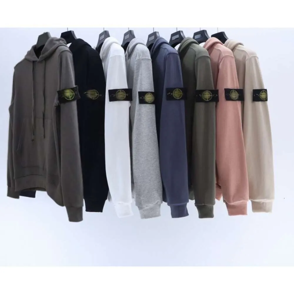 Chaopai Stone Cross Hoodie with Island Logo Printed Loose Round Neck Couple Coat for Trendy Men