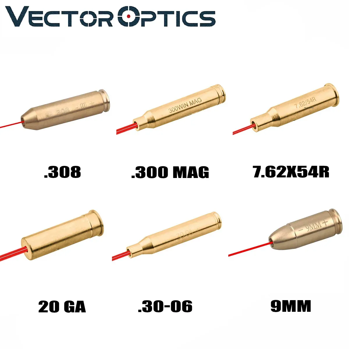 Óptica Gunpany Red Laser Bore Vista Brassight Boresight Cal Cartucho Bore Bore Sigh para Ajuste do Escopo .223 .308 9mm sem bateria