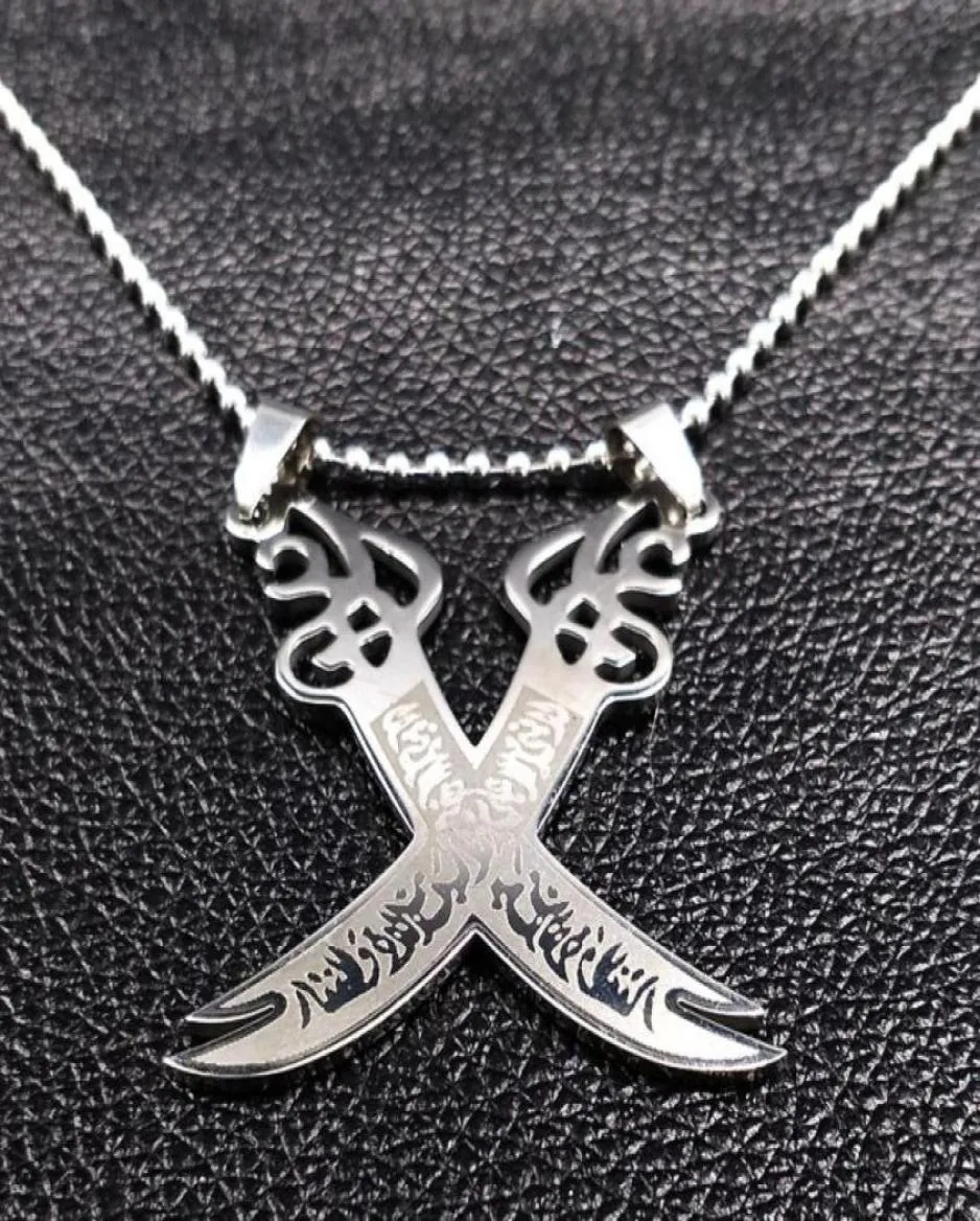 Retro Imam Ali Sword Muslim Islam Collier Collier de couteau