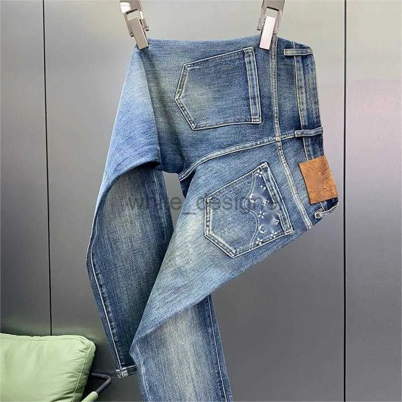 Jeans designer per uomo alla moda blu jeans versatile elastico classico slim fit maschi jeans