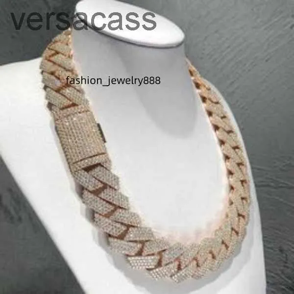 Jewelry Diamond Gold Collier 20 mm de largeur Row Hop Hip Iced Out Moisanite Diamonds Cuban Link Chain Colliers de créateur Bracelet Livraison gratuite F9DY