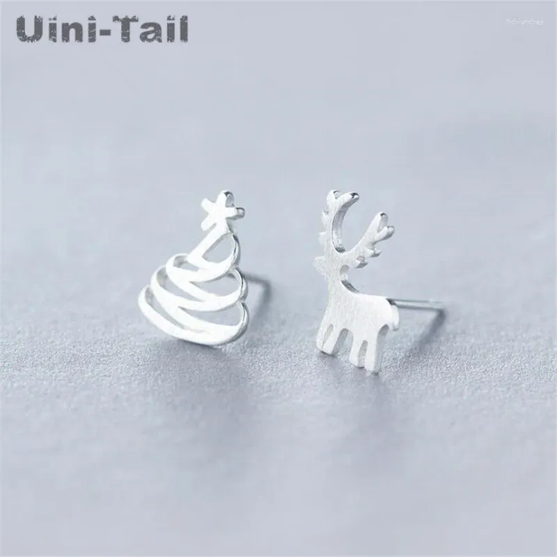 Stud Earrings 925 Tibetan Silver Asymmetrical Christmas Deer Ear Studs Wholesale Gift Fashion Trend Cute Dynamic Cartoon