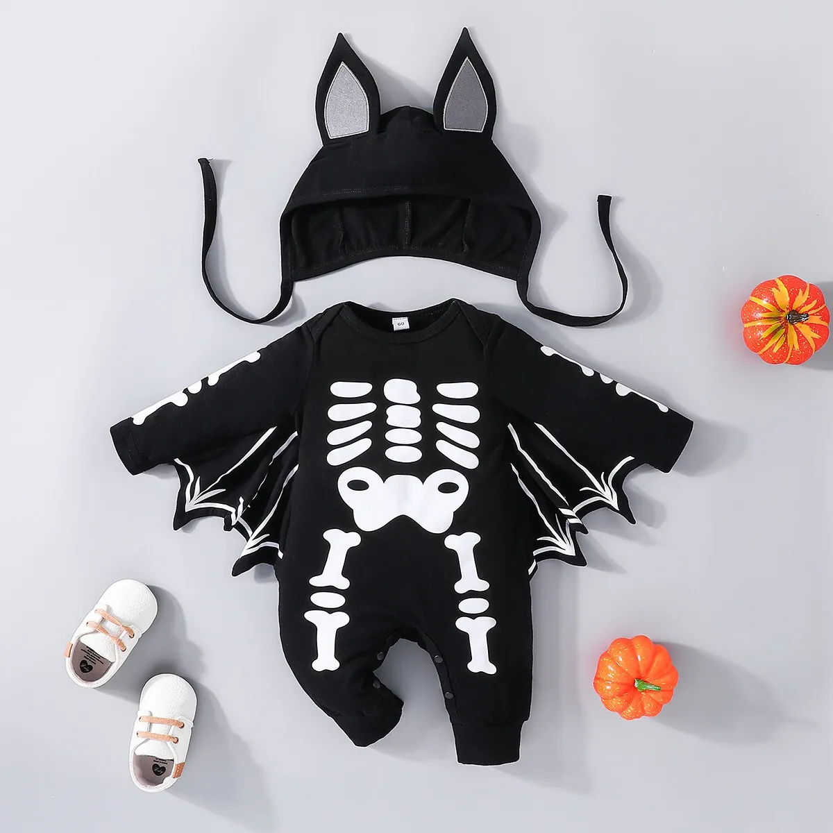 Jungen und Mädchen Halloween Fledermaus Crewneck Long Sleeve Onesie Kriechkleidung