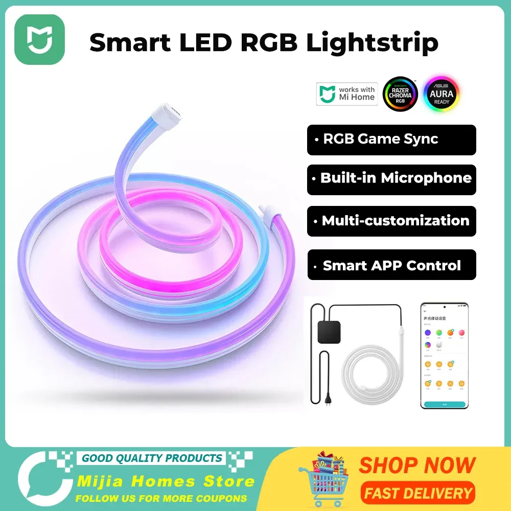 Kontrola Mijia Smart LED RGB Lightstrip Chasing Ambient eSports Kolny komputer PC TV Inteligentny pasek rozszerzenia dźwięku do aplikacji Mihome