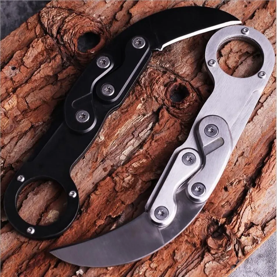 Top Quality 2 Handles Colors Karambit Claw LNIFE 440C Black Satin Blade Stainless Steel Handle EDC QOCKET KNIVES Gift LNIFE297E