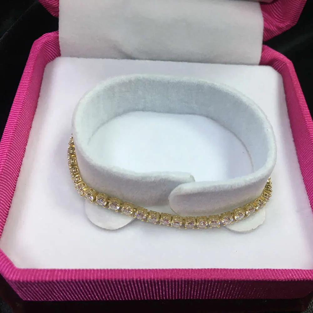 Yu ying hip-hop sieraden op maat maken echt 18 k gouden tennis armband moissaniet 3 mm met een tennisketen met een tennisketen