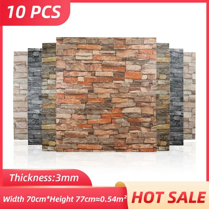 COMMANDES 3D BRICK Mall Sticker Brick Pattern Wallpaper 77x70cm Selfadhesive Imperproofing salon Chambre Mall Sticker Home Decor Drop Drop