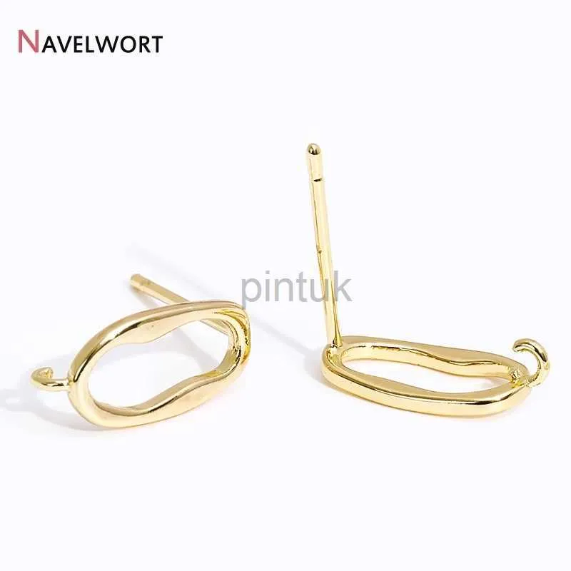 Stadnina 14k złota mosiężna owalna owalna kolczyka z otwartym skokiem Ringthin Studs Endings DIY Fashion Earring dla kobiet hurtowych D240426