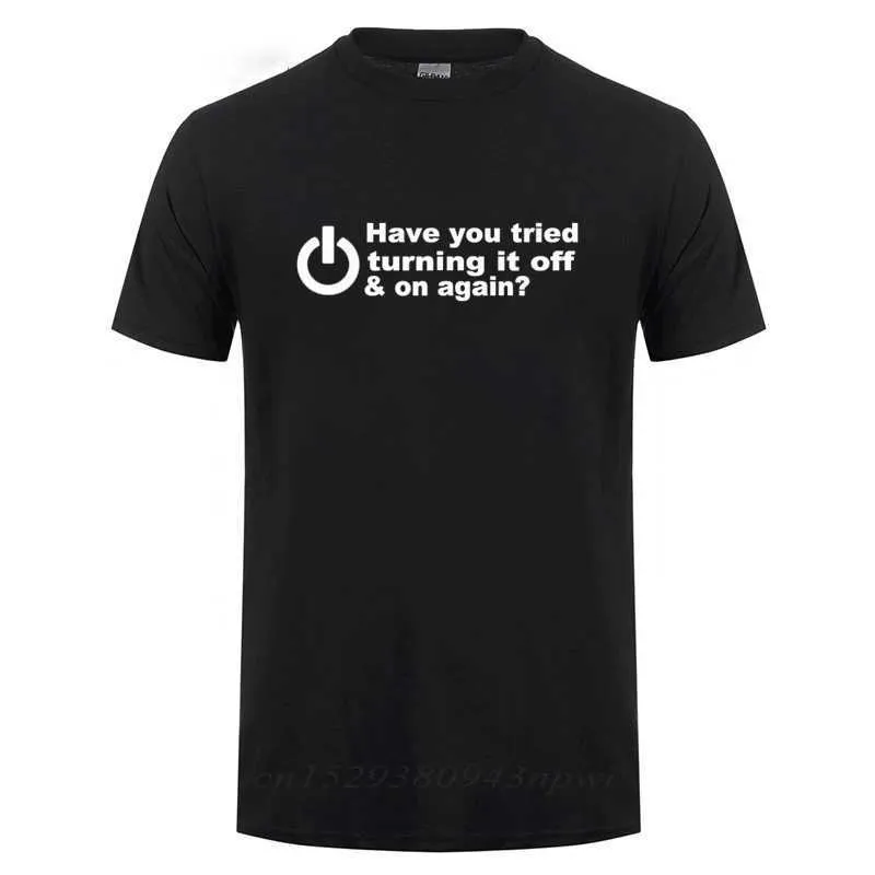 Camisetas para hombres ¿Has intentado apagarlo y ponerte en camisetas un divertido regalo de cumpleaños para los hombres?Es genial dar una camiseta a los programadores y hackers de Nerds J240426