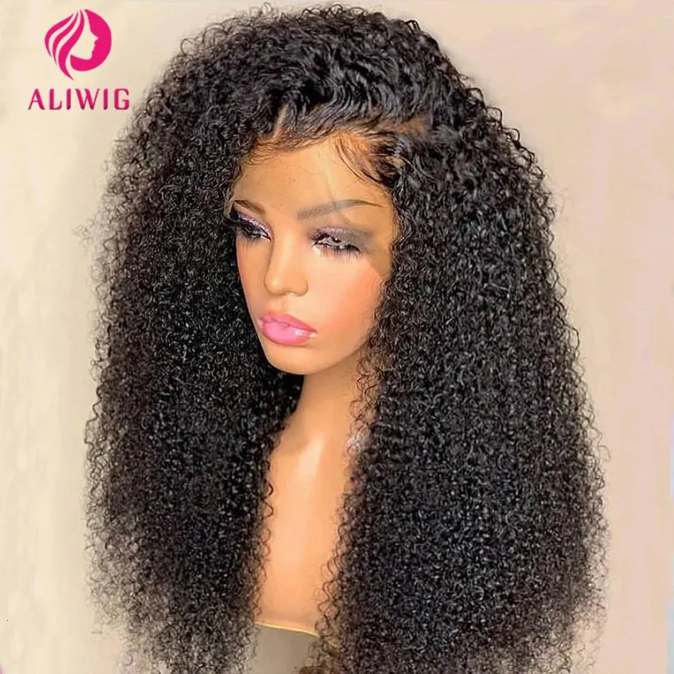 13x4 Jerry Curly Lace Front Wig Deep Kinky Curly Human Hair Wigs Brazilian 4x4 HD Transparent Lace Frontal Closure Wig For Women 240417