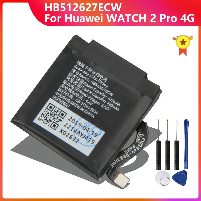 Fall HB512627ECW Watch Battery för Huawei Watch GT FTNB19 Watch2 Pro 4G Eodlxxu Porsche Design Watch 2 Pro 420Mah + Tool
