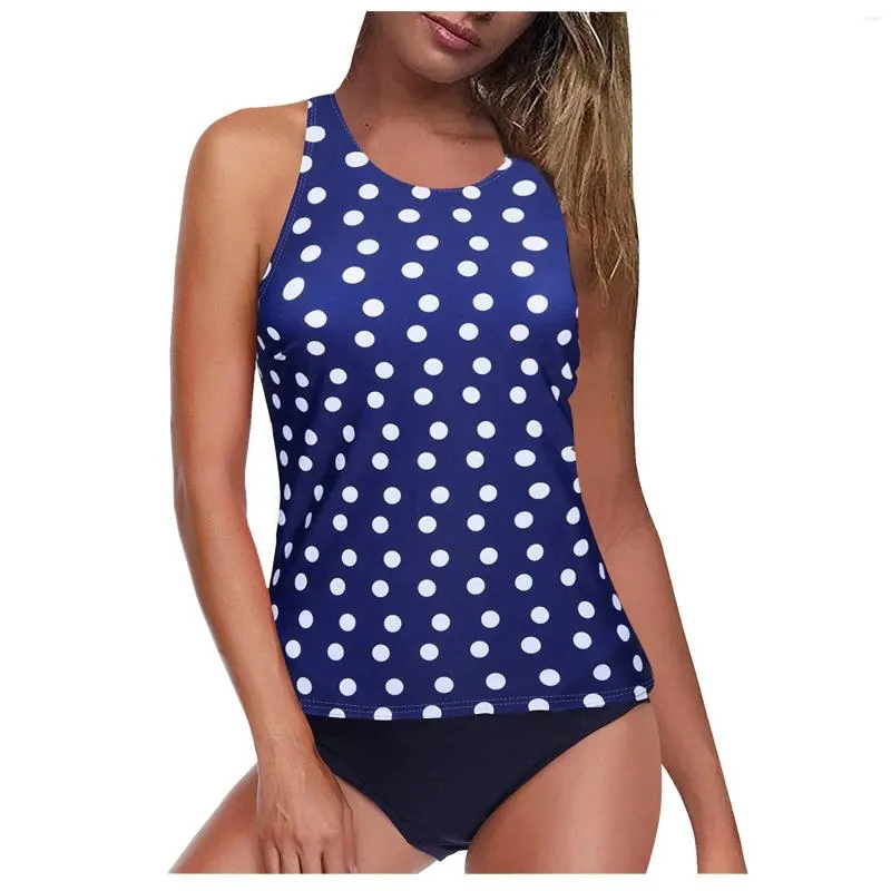 Women's Swimwear Women Conservative Printed Tankini Plus Size High Waist Neck Halter Tummy Control Two Piece Bikini Swimsuit