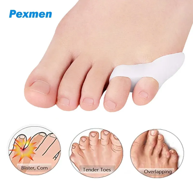 Treatment Pexmen 2/4Pcs Gel Little Toe Pads Corrector Straightener Pinky Toe Cushion Splint Pain Relief Reduce Blisters Corn and Friction