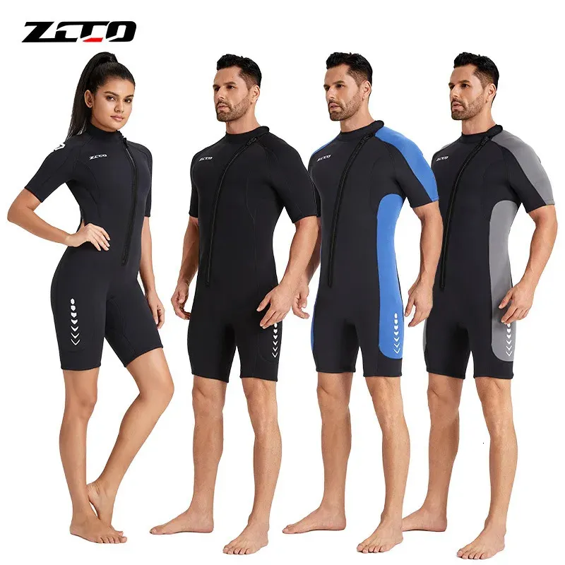 M Neoprene Short Sleeves Wetsuits Back Zip Surf Suit Rash Guards 스노클링 스쿠버 다이빙 Shorty Wetsuit 240416을위한 따뜻한 잠수복