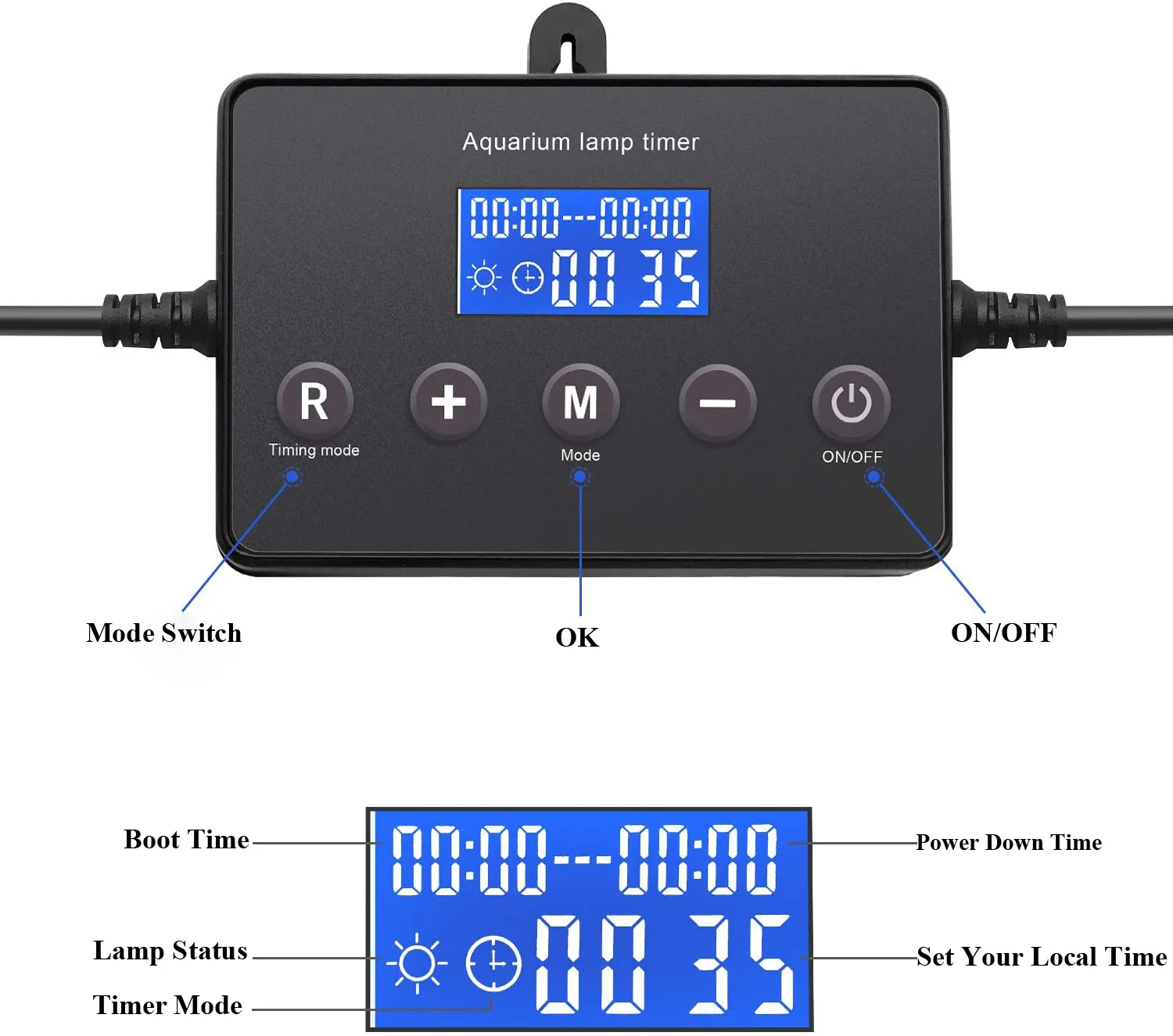 Controller LED Per Acquario Con Display LCD, Dimmer E Timer 12-24V, Effetti Alba/tramonto, Memoria Spegnimento
