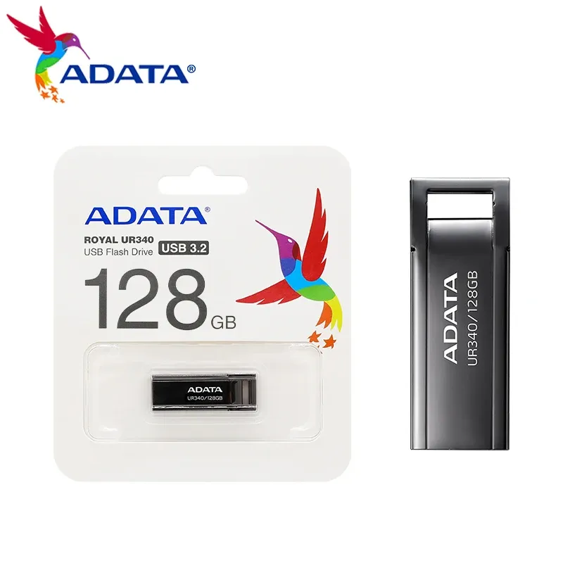 Controlli 100% ADATA originale Ur340 USB Flash Drive 32 GB 64GB 128GB ad alta velocità USB 3.2 Pendrive Metal Mini U Disk Memory