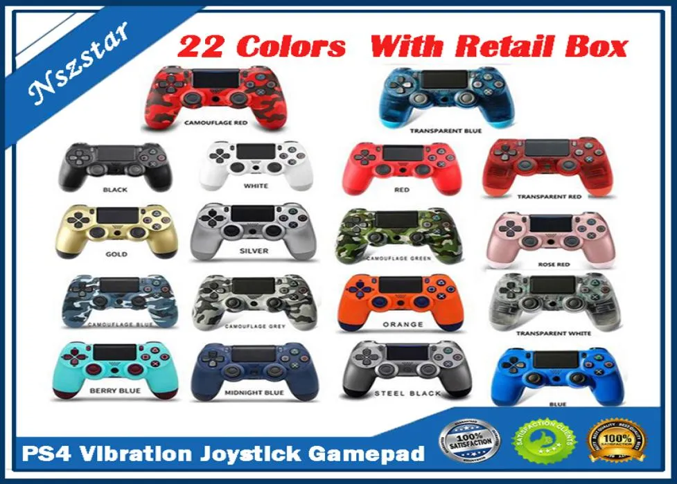 Bluetooth Wireless Controller för PS4 Vibration Joystick Gamepad Game Handle Controllers för Play Station utan logotyp med detaljhandeln9748791