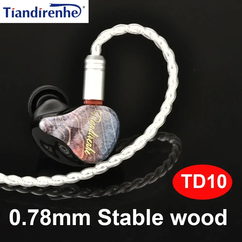 Auriculares Tiandirenhe TD10MK2 Pepliros para la oreja de resina Hifi Película invertida de madera invertida Inear 0.78 Impresión 3D Cable plateado plateado plateado