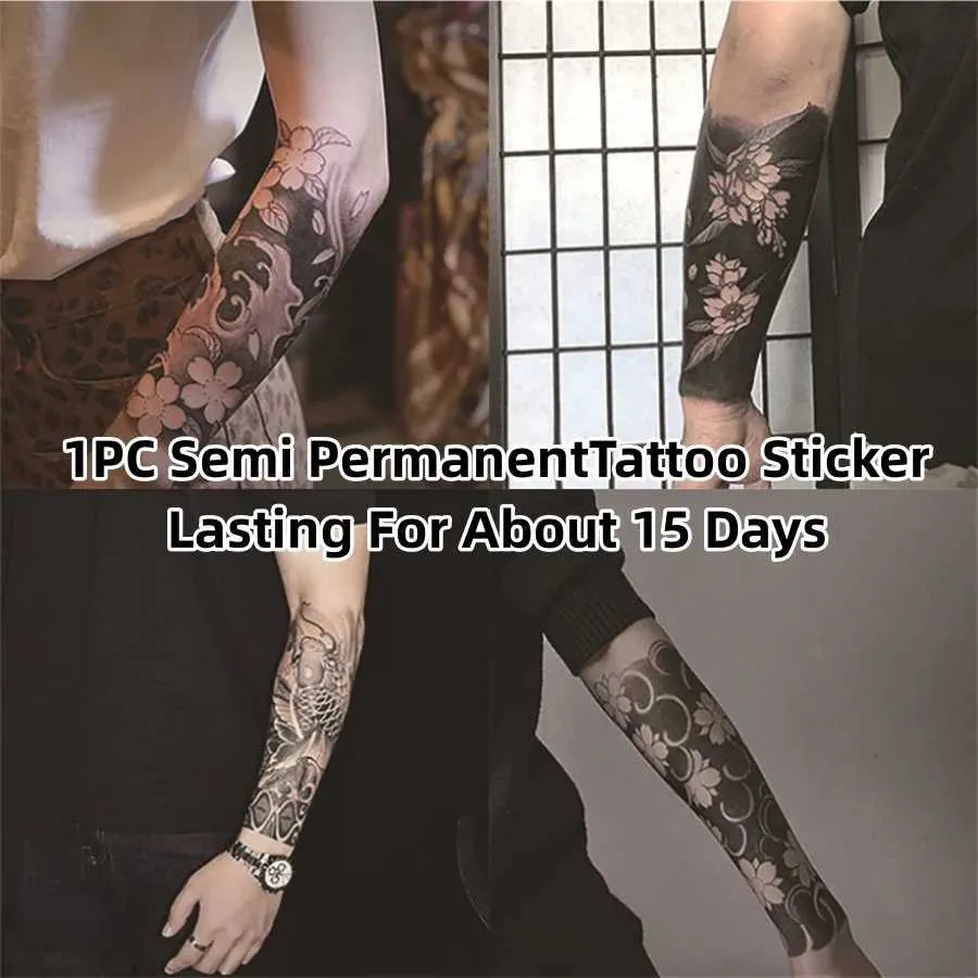 Tatoo Transfer 1PC Długotrwałe (do 15 dni) Wodoodporne bezpieczne zdrowe i realistyczne czarne serie Tymczasowe naklejki na tatuaż 240426