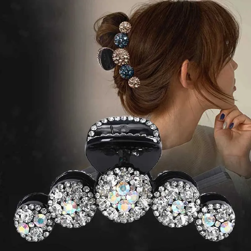 Klemt grote strass haarklauwen krab haarspelden kristal haar clips barettes boog paardenstaart vrouwen haaraccessoires ornamenten haargrip y240425