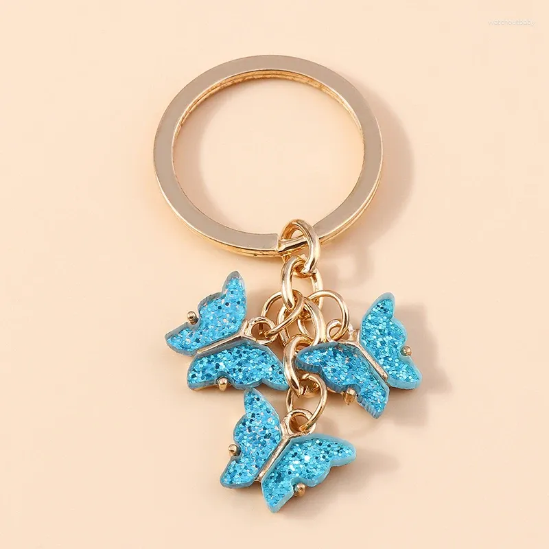 Keychains mignons colorés papillons portefeuilles animaux volants chaînes clés pour femmes sacs de sac à main pendentifs clés de bricolage accessoires de bijoux diy