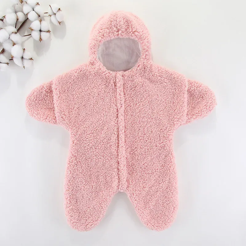 Väskor sjöstjärna baby sovsäck varm lamm fleece swaddle 06m nyfödd kokong spädbarn vinter tjock baby pyjama söt spädbarn sleepack